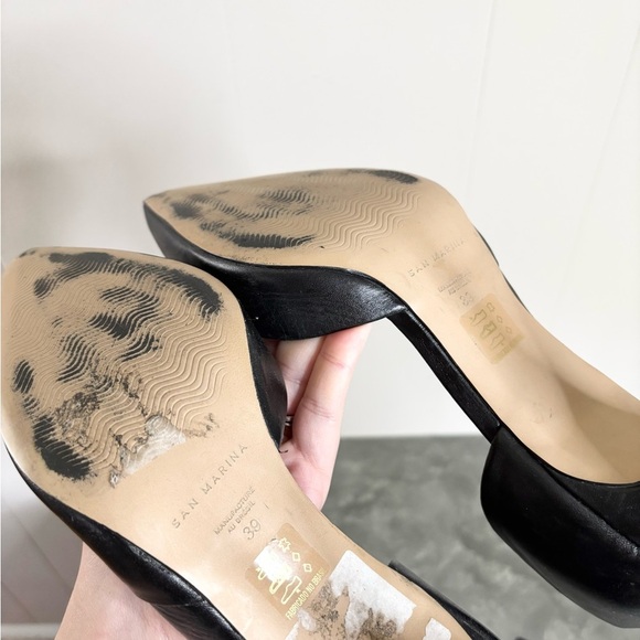 San Marina black leather pointed toe heels pumps classic size EU 39 (US 8–8.5) - Picture 3 of 8